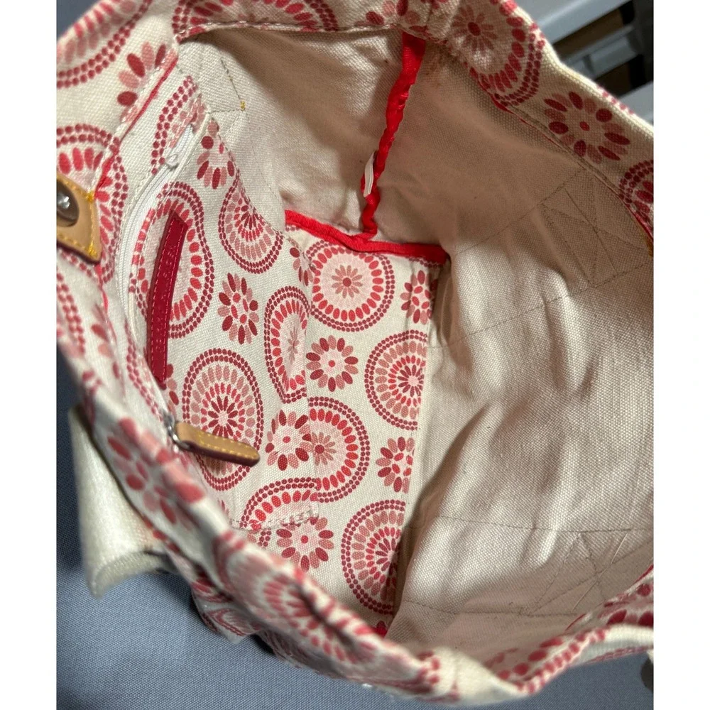 Tommy Hilfiger Medallion Floral Boho Canvas Tote Pink Red Bag Hawaiian